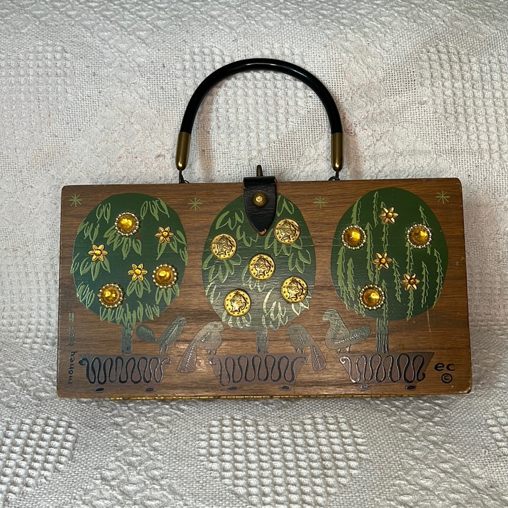 RARE ENID COLLINS Handmade Box Purse. “Money Tree”